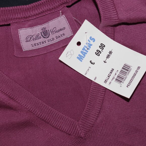 Della Ciana Italy Purple cotton V Neck Thin Men Pullover Size Italy 50 - Picture 4 of 4
